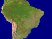 Brazil Satellite + Borders 1600x1200